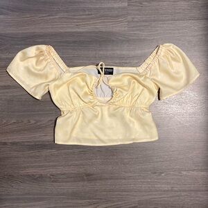 Kittenish - yellow silk crop top - good used condition